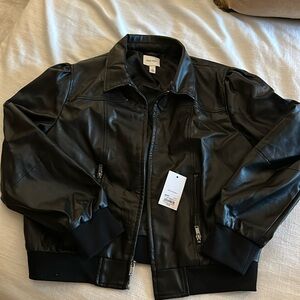 Faux leather aviator jacket sz XL